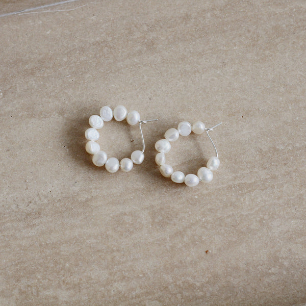 Freshwater Pearl Hoop Earrings - Small