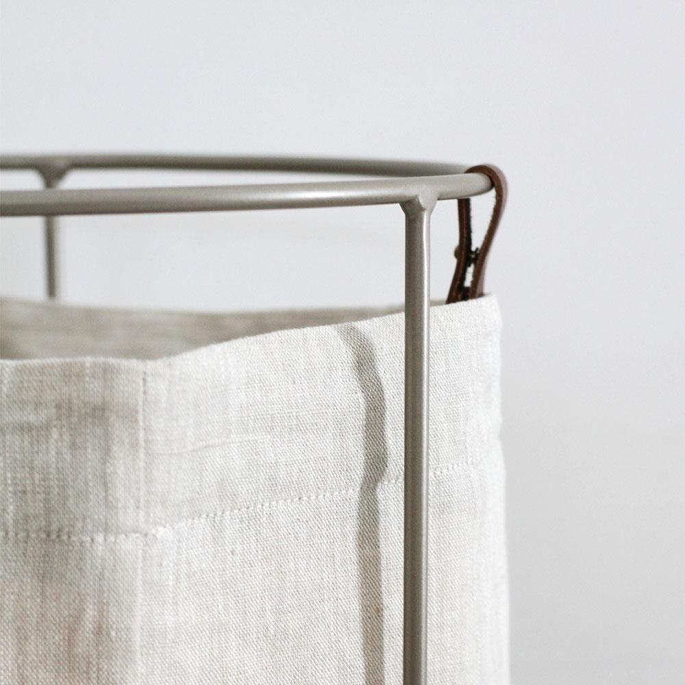 Oatmeal Linen Laundry Basket - Champagne Frame