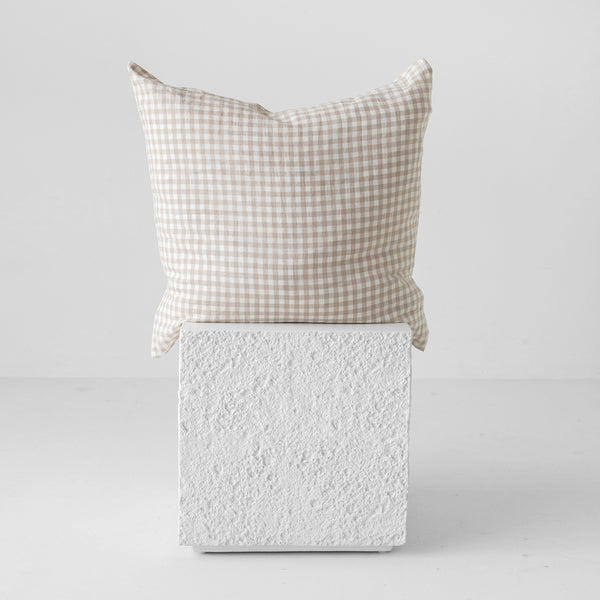 A&C Flax Linen Euro Pillowcase - Natural Small Gingham