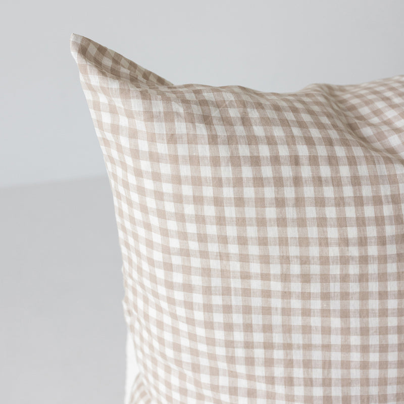 Linen Euro Pillowcase - Natural Gingham