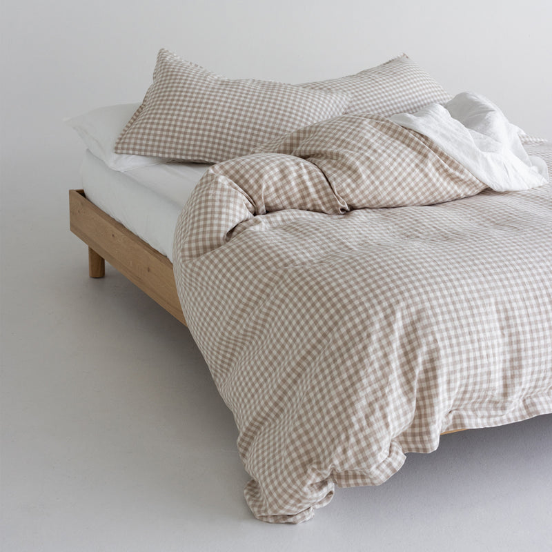 A&C Flax Linen Duvet Cover - Natural Small Gingham
