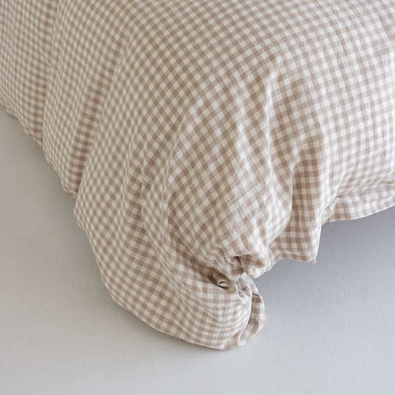 A&C Flax Linen Duvet Cover - Natural Small Gingham