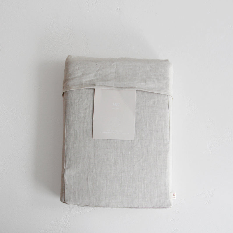 A&C Flax Linen Fitted Sheet - Oatmeal