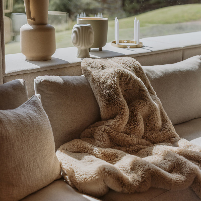 Pele Faux Fur Throw- Biscuit