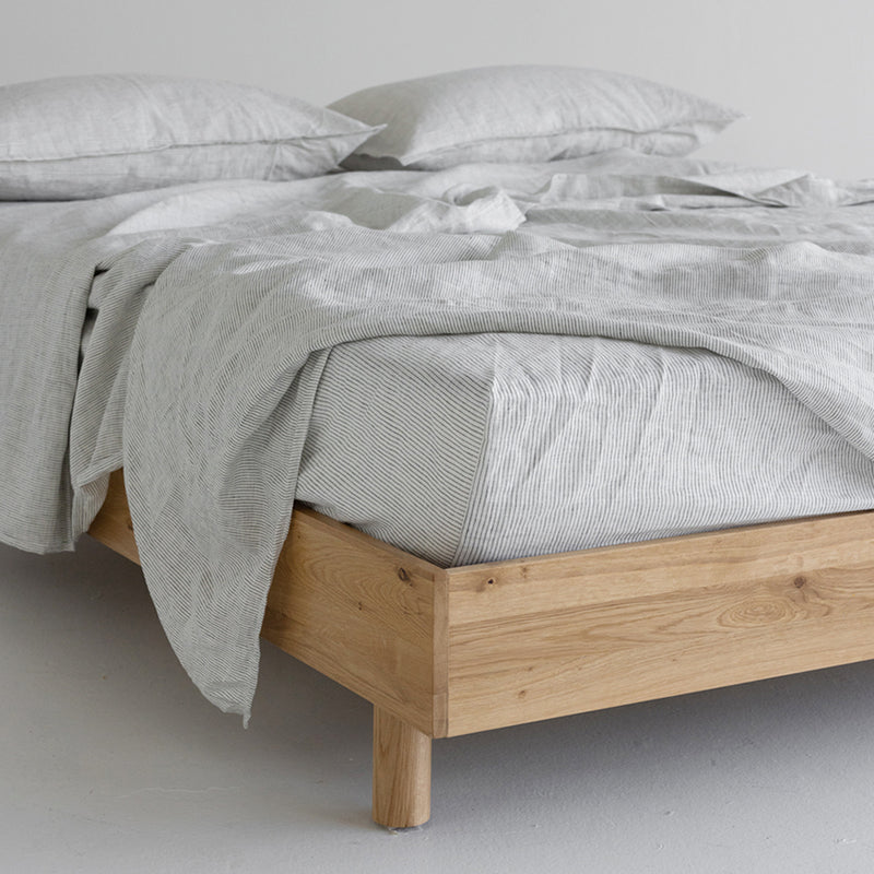 European Linen Fitted Sheet - Pinstripe