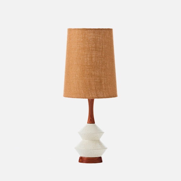 Athena Table Lamp - White Speckled / Copper Hessian, Large