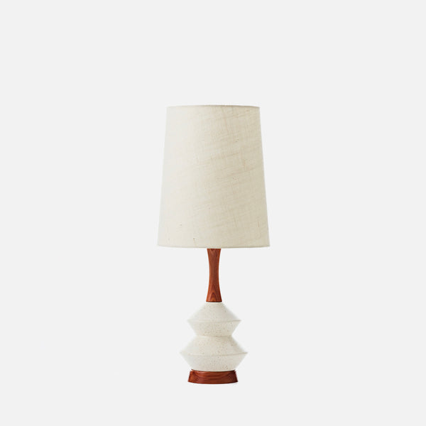 Athena Table Lamp - White Speckled / Vanilla Hessian, Small