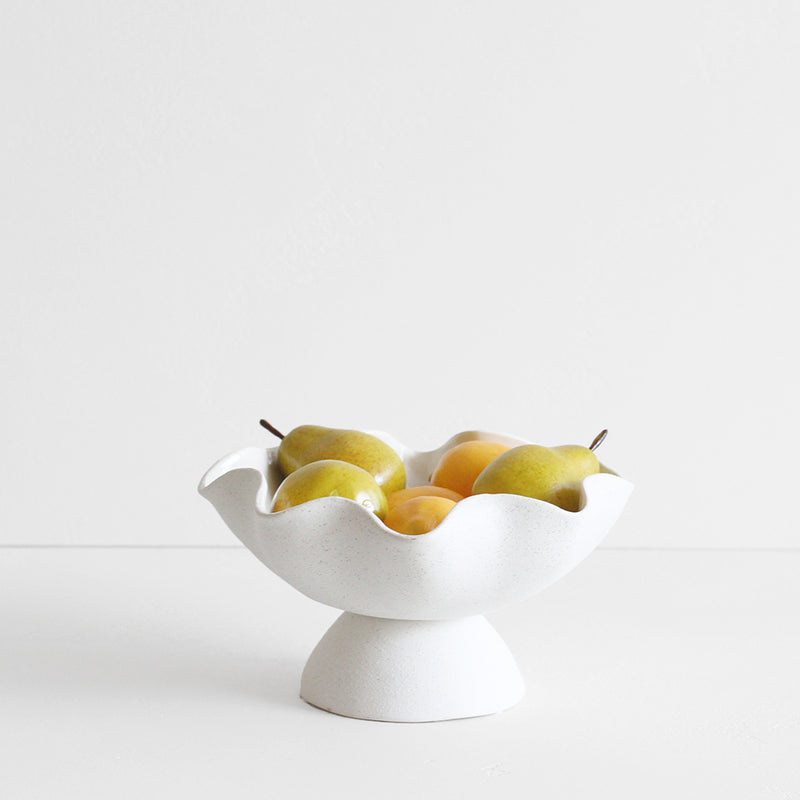 Ripple White Pedestal Bowl