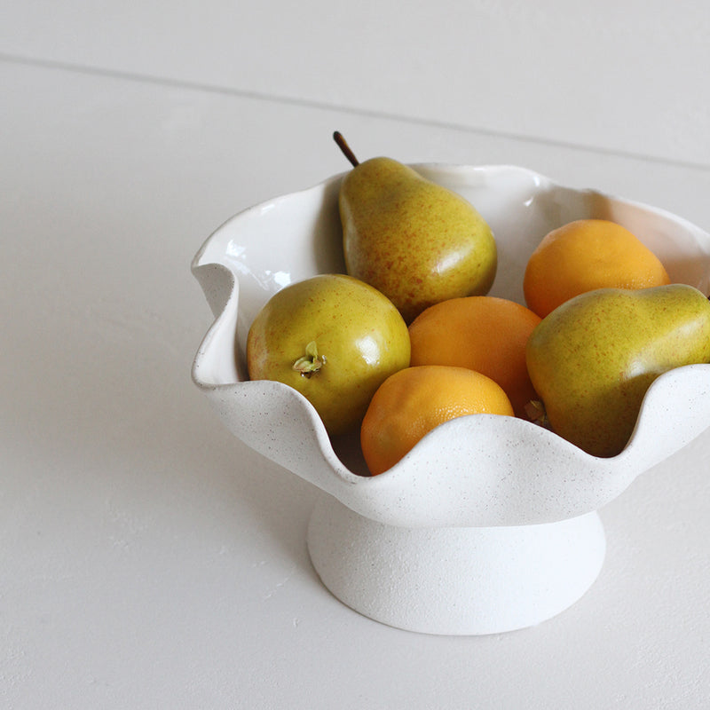 Ripple White Pedestal Bowl