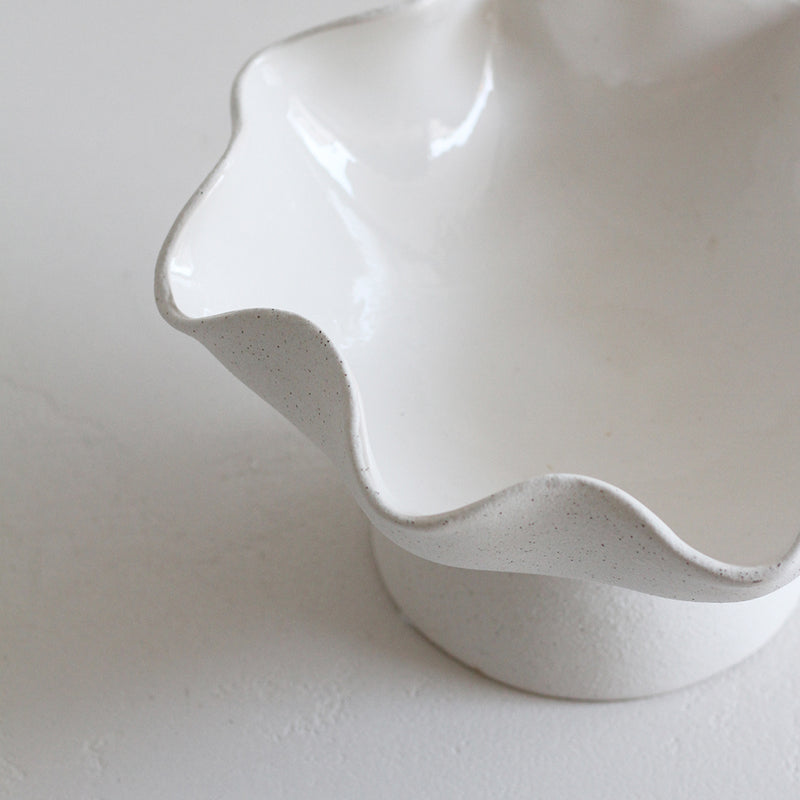 Ripple White Pedestal Bowl