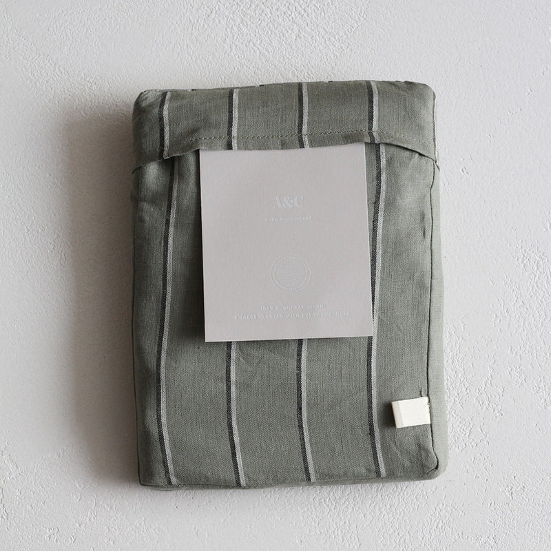 Linen Pillowcases - Rosemary Dual Stripe