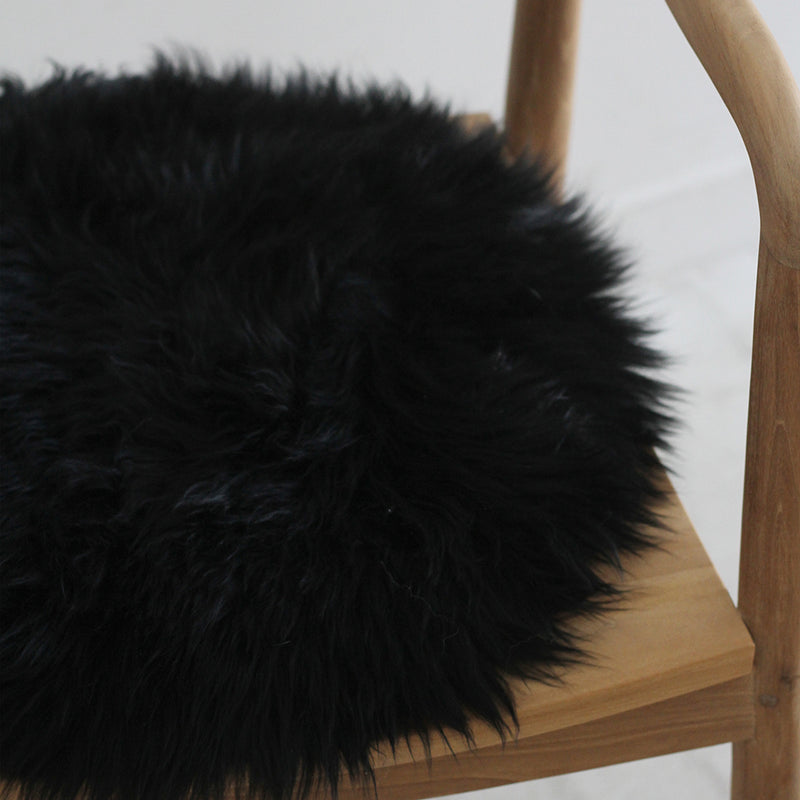 Round Sheepskin Pad Black