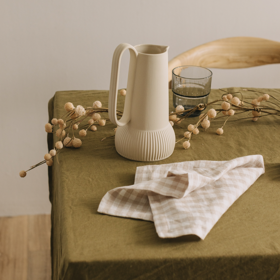 Linen Napkins Set of 4 - Natural Small Gingham