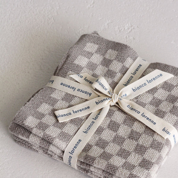 Soft Wash Cloths (Set of 3) - Taupe Checker