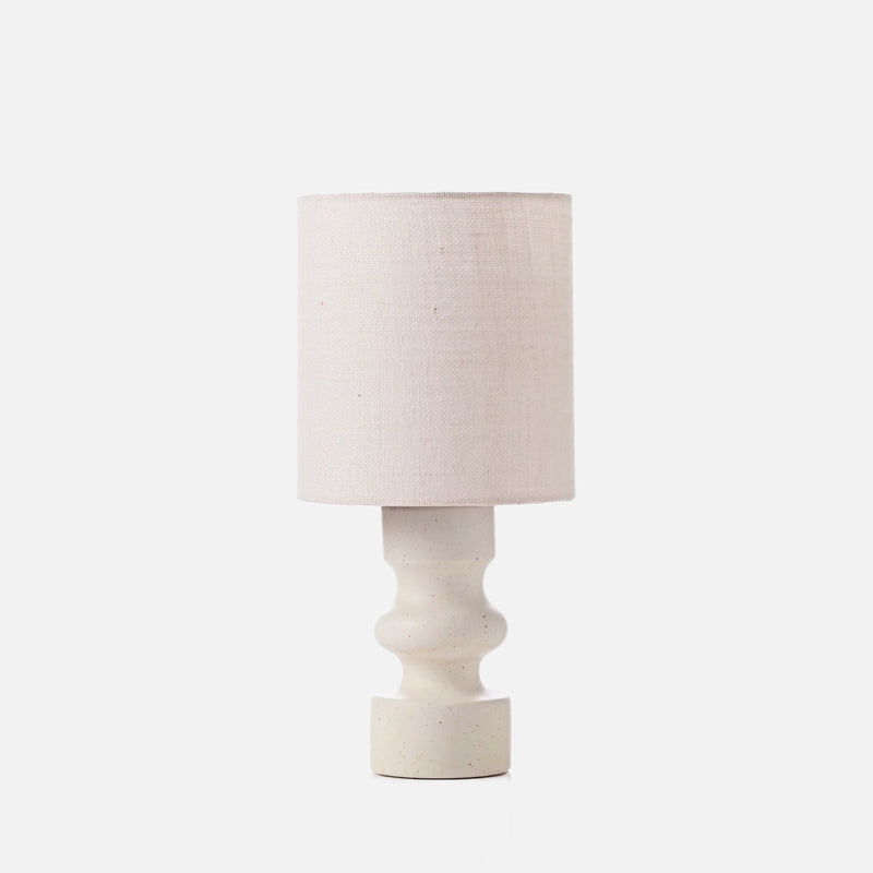 Venus Lamp - White Speckle with Vanilla Hessian Shade