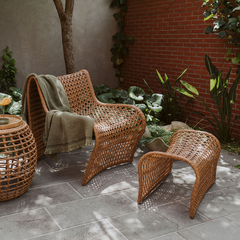 Wave Foot Stool - Dark Natural